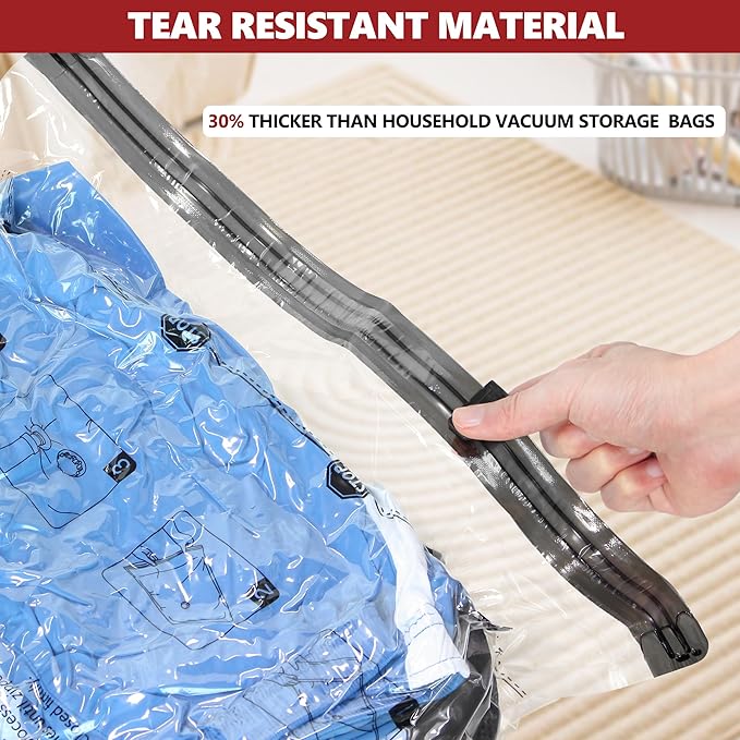 SUOCO Travel Vacuum Bags for Luggage with Portable Electric Pump, 8 Small Packing Seal Bags for Clothing Suitcase Backpack, Space Saver Compression Clothes Storage Bag