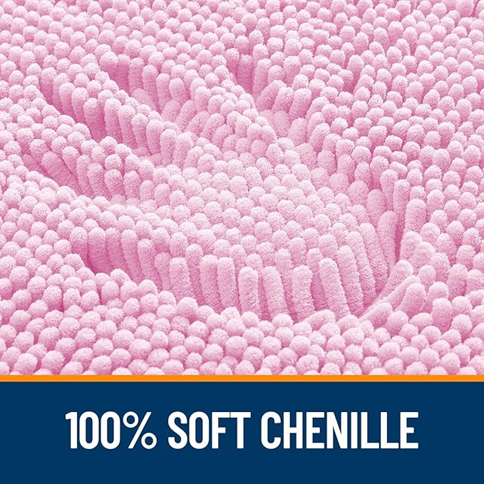 OLANLY Bathroom Rugs 70x24, Extra Soft Absorbent Chenille Bath Rugs, Rubber Backing Quick Dry, Machine Washable Bath Mats for Bathroom Floor, Tub and Shower, Home Decor Accessories, Pink