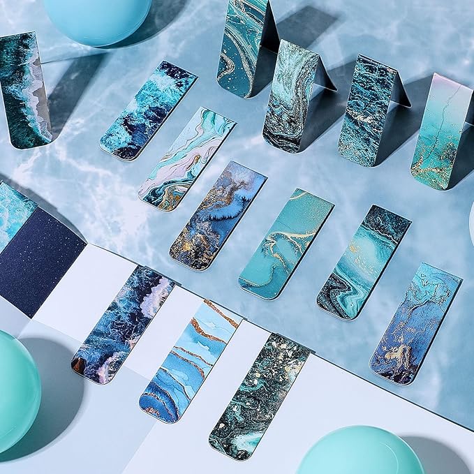 Zonon 24 Pcs Ocean Magnetic Bookmarks Clips Magnet Page Markers Page Clip Funny Bookmark Gifts for Students Teachers Reading Lover Women, Men