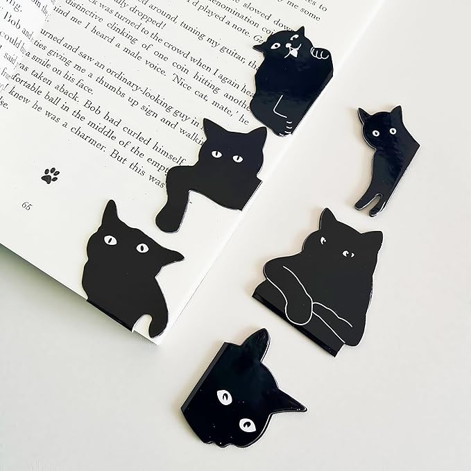 Cute Cat Magnetic Bookmarks - 6 Pieces Assorted Book Markers Clip Set for Women Teachers Students Book Lovers Reading, for School Office Home Supplies, Funny Cat Magnet Page Markers