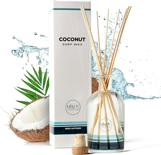 Ulu Lagoon 8oz Coconut Surf Wax Scented Reed Diffuser | The New Reed Diffuser from Will Make Any Room in Your Home, Office, or Apartment Smell Like a Tropical Oasis.