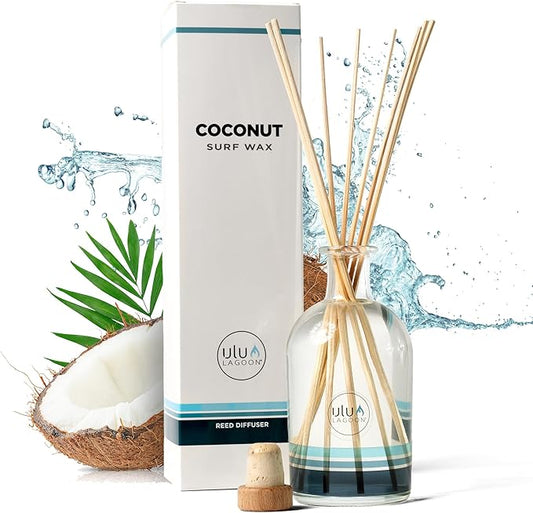 Ulu Lagoon 8oz Coconut Surf Wax Scented Reed Diffuser | The New Reed Diffuser from Will Make Any Room in Your Home, Office, or Apartment Smell Like a Tropical Oasis.