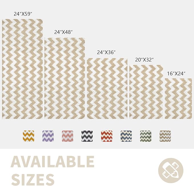 CozeCube Chenille Bathroom Rugs 59" x 24", Soft Microfiber Chevron Bath Mats for Bathroom, Non Slip Shaggy Bath Rugs Machine-Washable, Plush Absorbent Shower Mat, Beige