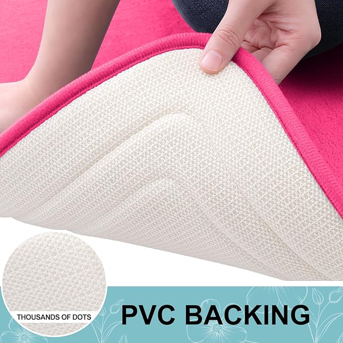 Grandaily Memory Foam Bath Mat Rug 30x20, Ultra Soft, Non-Slip and Absorbent Bathroom Rugs, Machine Wash Dry, Comfortable Bath Carpet for Bathroom Floor, Tub and Shower, Deep Pink