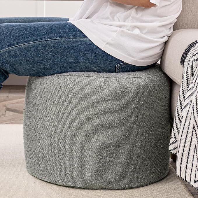 Asuprui Supportive Boucle Ottoman Foot Rest Elevate Your Living Room Decor with Lightweight Pouf Ottoman Filler and Comfort Cover Modern Foam Stuffed Poof Perfect to Rest Your Feet (Gray)
