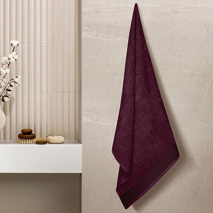 Belizzi Home Ultra Soft 4 Pack Oversized Bath Towel Set 27x54 inches, 100% Cotton Bath Towels, Highly Absorbant Compact Quickdry & Lightweight Towel, Ideal for Gym Travel Camp Pool - Burgundy