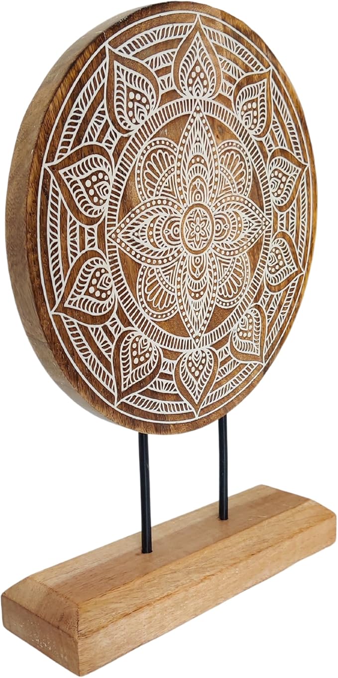 Wooden Carved Handmade Engraved Table Decor - Table Statue for Living Room, Bedroom, Office Desktop, Cabinets, Shelf (Natural White)