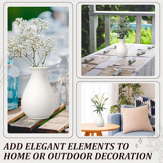 Tioncy 15 Pack White Ceramic Bud Vases Bulk 3.9 Inch Boho Small Flower Ceramic Vases for Centerpieces for Dry Flowers Pampas Garss Home Wedding Table Decor(Classic)