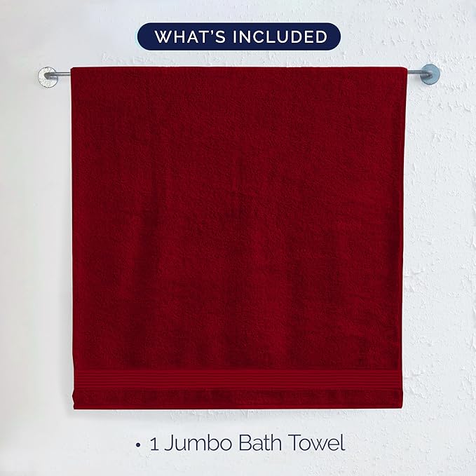 Elegant Comfort Premium Turkish Cotton 1 Piece Jumbo Bath Towel - 35 x 70 inch, Luxurious Hotel Spa Quality 100% Turkish Cotton Large Bath Towel - Highly Absorbent - Soft Bathroom Towel, Burgundy