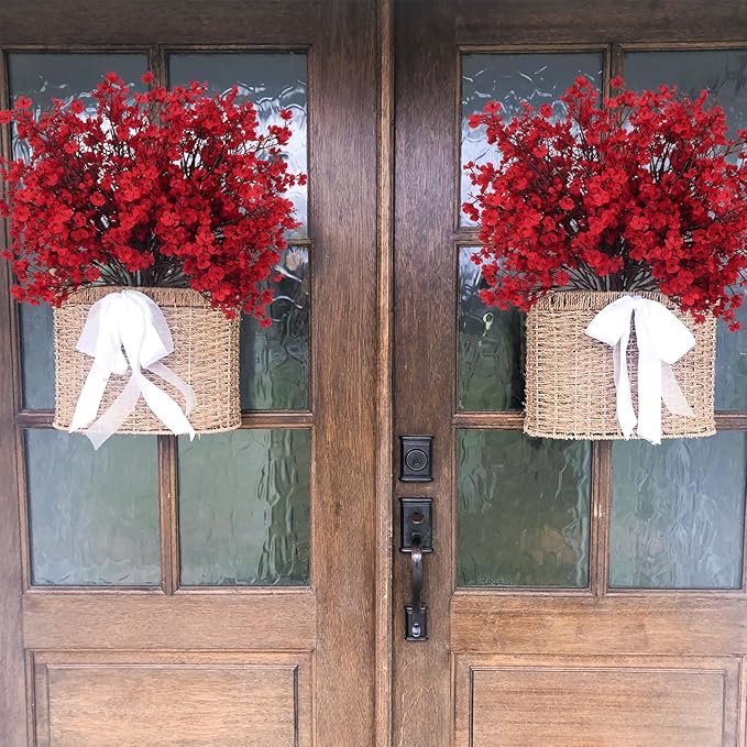 AILANDA 12 Bundles Babys Breath Artificial Flowers Red Real Touch Faux Gypsophila Bouquet Fake Silk Plants Decor for Home Wedding Bouquets Floral Arrangement Party Table Winter Ceterpieces Decorations