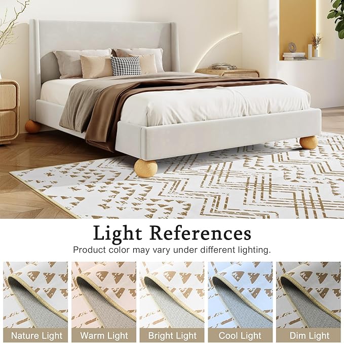 Area Rug Living Room Rugs Large Soft Boho Farmhouse Indoor Floor Rug (Beige, 6'x9')