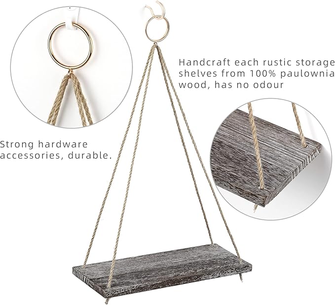 MITIME Hanging Shelves for Wall Window Plant Shelf Indoor Floating Wall Shelves for Bedroom Bathroom Living Room Wall Hanging Shelf Boho Wall Decor .Home, Set of 2 (Large)