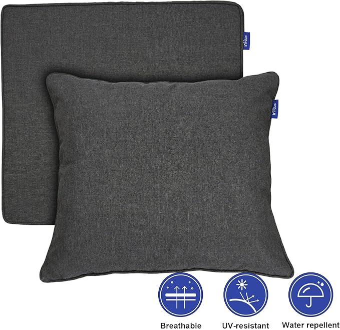 Deep Seat Cushions, Outdoor Cushions, Patio Furniture Cushions, Deep Seat & Back Cushion Patio Cushions with Rmoveable Cover for Backyard Couch Sofa Fade Resistant (19x19x3 in, Solid Dark Grey)