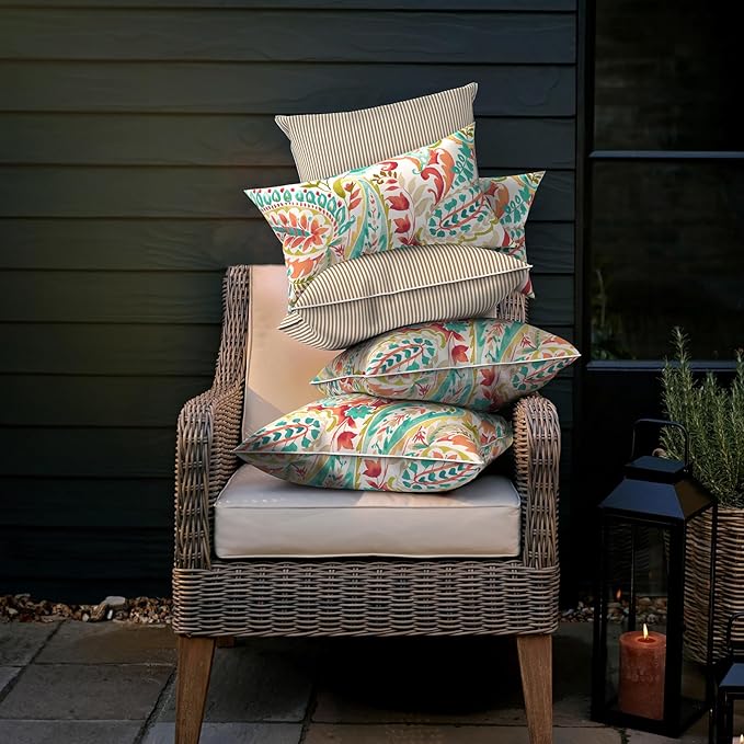 LVTXIII Outdoor Throw Pillow Covers Waterproof Tropic Accent Pillow Cases Fluffy Outdoor Cushion Covers for Garden and Patio Furniture Decoration, 16x16, 2 Pack, Pretty Paisley