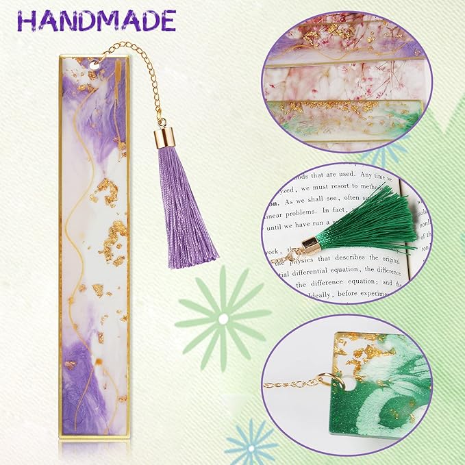 Bookmarks for Women, Kaluofan 2PCS Book Marks for Book for Women, Durable Handmade Resin Bookmarks, Perfect Gift for Mothers Teachers Students and Book Lovers on Mother's Day Teachers'Day Christmas