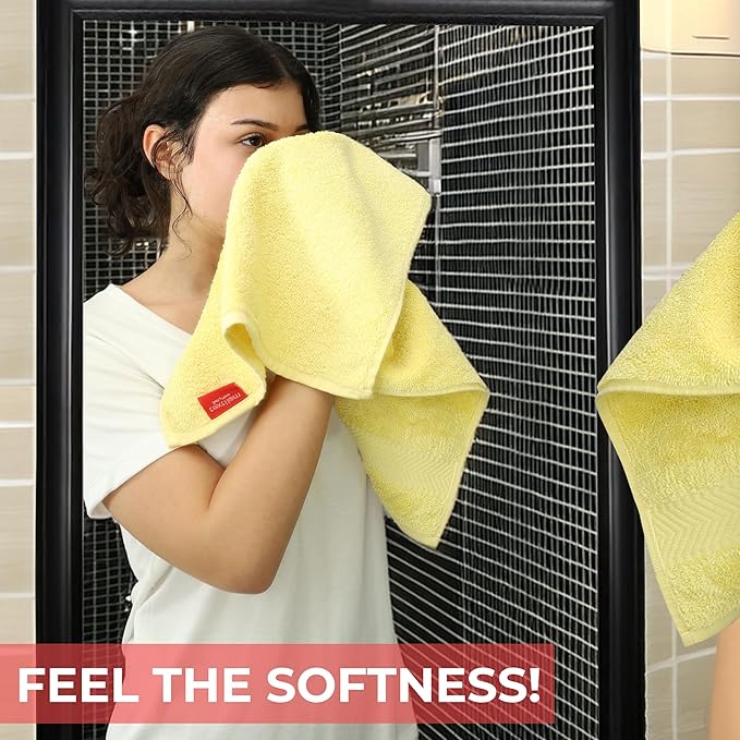 TEXTILOM Turkish Hand Towels for Bathroom – Hotel and Spa Quality & Soft & Absorbent & Quick Dry Bathroom Hand Towels – 100% Cotton Turkish Handtowel Set of 4 (16 x 28 inches) - Yellow