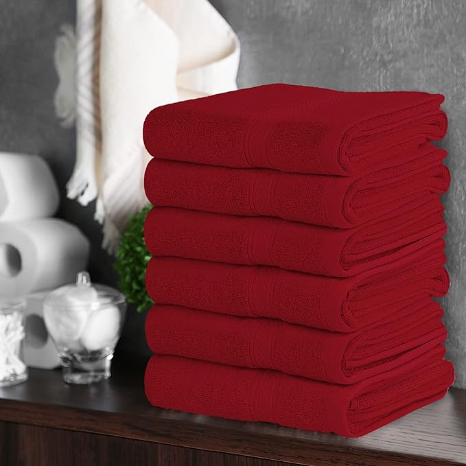 Utopia Towels 6 Pack Premium Hand Towels Set, 16 by 28 inches, 100% Ring Spun Cotton, Ultra Soft and Highly Absorbent 600GSM Towels for Bathroom, Gym, Shower, Hotel, and Spa, Red
