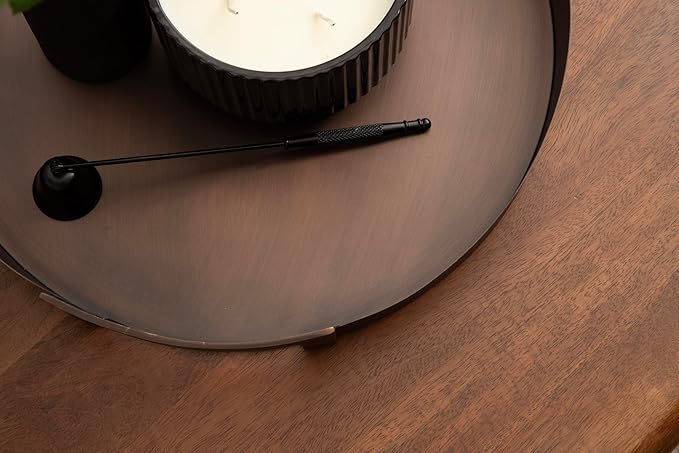 Kate and Laurel Myo Transitional Metal Round Tray, 15 Inch Diameter, Bronze, Modern Glam Circular Decorative Serving Tray with Handles for Use as Living Room Ottoman Table or Entryway Tray Decor