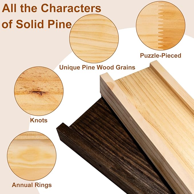 Picture Ledge Shelf, 16 inch Solid Pine Wood Floating Shelves, Floating Book Shelves for Living Room Bedroom Kitchen Decor, Natural Unfinished, No Stain, DIY, Set of 4 (Maple Wood, 4Pack 16inch)