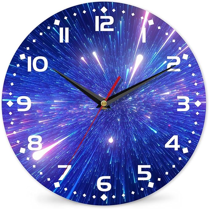 Galaxy Vintage Wooden Silent Non-Ticking Battery Operated Arabic Numerals Wall Clock - Decorative for Kitchen, Office, Classroom - 10 Inch