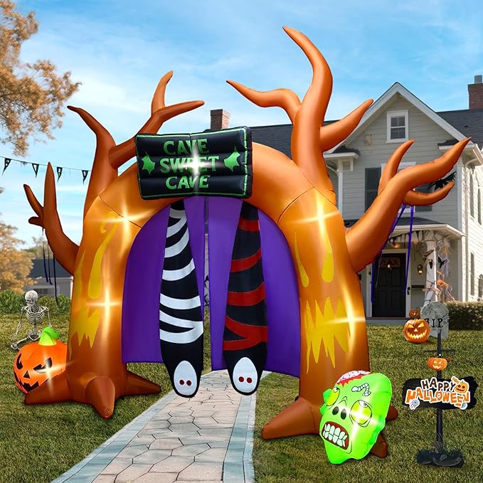 Kalolary 10 FT Halloween Inflatables Archway Outdoor Decorations, Ghost Tree Arch Blow Up Yard Decorations Pumpkin Inflatable with Build-in Lights for Yard Garden Lawn Indoor Outdoor Decor