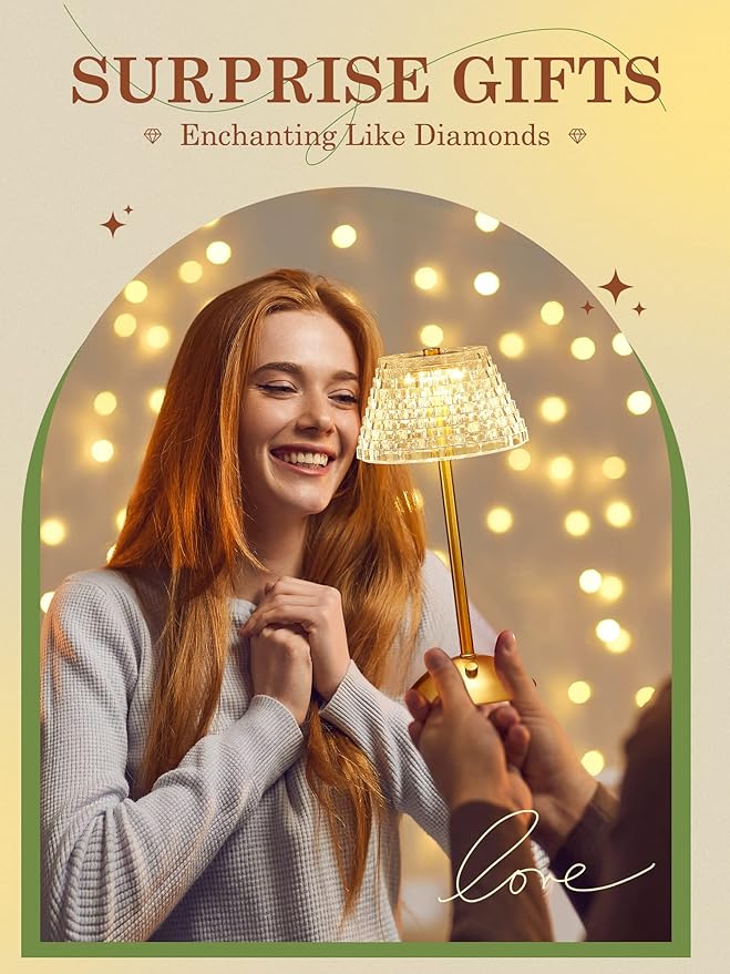 Crystal Lamp for Bedroom,500 Lm Small Lamps for Small Spaces,3 Colors Dimmable Touch Lamps for Bedrooms,Touch Lamp Small Lamp,Small Table Lamp for Living Room,Bedside Table Lamp for Bedroom,Gold Lamp