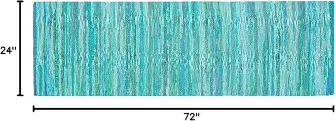 Rug Area Rugs 2x6 Ft Cotton Hand Woven for Livingroom Bedroom RagRug Reversible Farmhouse Kitchen RunnerRug Carpet Green Large Area Runner Mat for Hallway, Entryway 24x72 Inch Teal