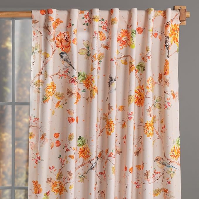 Maison d' Hermine Curtains for Living Room 100% Cotton 84 inch Length One Panel Light Filtering Curtains for Bedroom Windows with Rod and Loop Pockets Drapes (Kelim Prairie, 50" W x 84" L)
