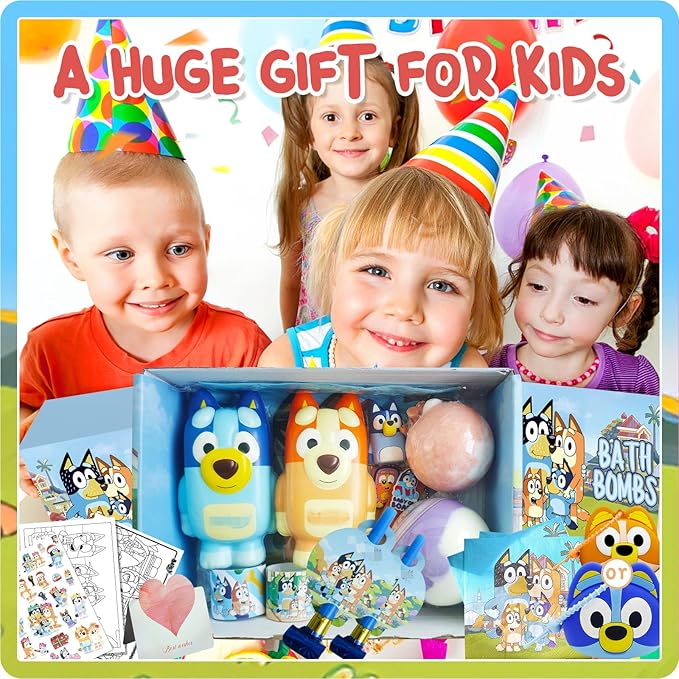 Birthday Gifts Set for Kids: Bath Bombs with Surprise Toy Inside, Bath Slime, Fidget Squishy Toys, Pop Fidget Toys, Silicone Coin Purse, Slap Bracelets, Pencil Sharpener, Relaxing Gift Set for Kids