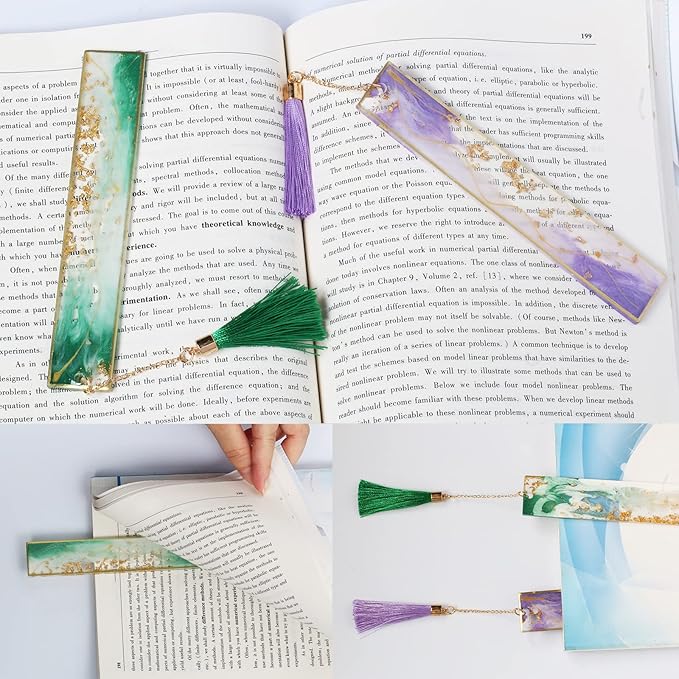 Bookmarks for Women, Kaluofan 2PCS Book Marks for Book for Women, Durable Handmade Resin Bookmarks, Perfect Gift for Mothers Teachers Students and Book Lovers on Mother's Day Teachers'Day Christmas