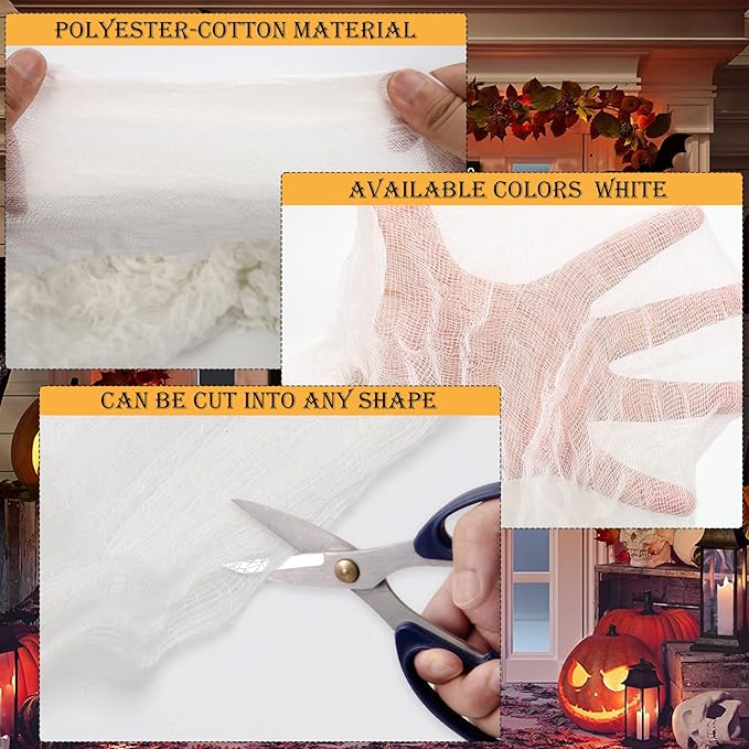 ZYP 410 x 80 Halloween Creepy Cloth White Spooky Fabric Gauze Spooky Giant Cheese Cloth for Halloween Party Supplies Decorations