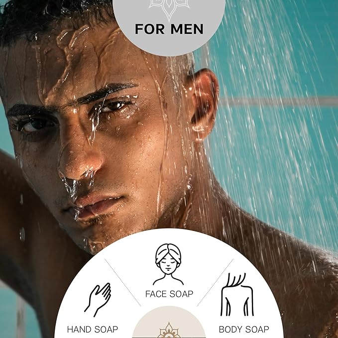 AUTHENTIC BATH & SOAP - Gift Set Bar Soap for Men - Natural, Organic, Moisturizing, handmade soap, Gentle Cleansing Castile mens soap, Oil Control, Cruelty Free, SLS Free. (Pack of 6) 4.2 Oz Each