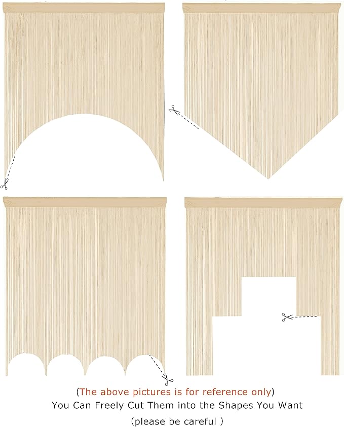 Doorways String Curtain Door Curtains,Bedroom Decor Kitchen Closet Living Room Laundry Fringe Hallway Tassel Screen Divider Boho Hippie Hanging for Wedding Party (39x110 inch/100×280cm,MidChampagne)