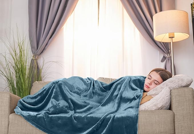 Utopia Bedding Fleece Blanket Throw Size Stone Blue 300GSM Luxury Anti-Static Fuzzy Soft Microfiber Blanket for Couch, Sofa and Bed (60x50 Inch)