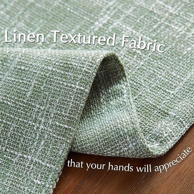 JINCHAN Burlap Textured Placemats Set of Four Farmhouse Cloth Place Mats Table Mats Sturdy Fabric Placemats for Kitchen Dining Table Double Layer Heat Resistant Tablemats 13 x 19 Inch Sage Green
