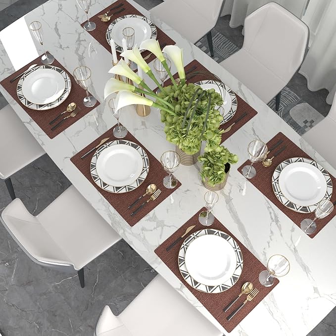 4 Piece Soft Handmade Faux Linen Place Mats Heat Resistant Dining Table Place Mats Kitchen Table Mats 12 x 18 Coffee Brown