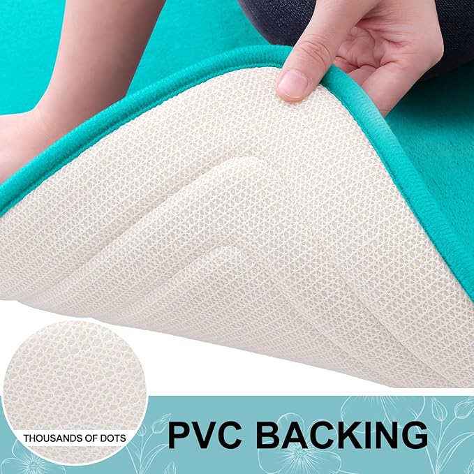 Grandaily Memory Foam Bath Mat Rug 36x24, Ultra Soft, Non-Slip and Absorbent Bathroom Rugs, Machine Wash Dry, Comfortable Bath Carpet for Bathroom Floor, Tub and Shower, Teal