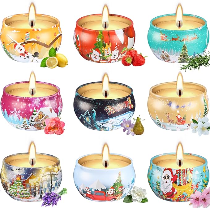 Valentine's Day Candles Gifts for Women, Small Valentine Candle Bulk, 9 Pack Scented Candles Set for Home Aromatherapy, Strongly Fragrance Soy Wax Candle for Spa Bath Yoga, Candle Gift for Wife