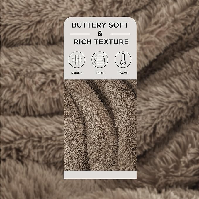 Bedsure Fluffy Brown King Size Blanket for Bed, Thick Soft Sherpa Faux Fur Fleece Bedding Fuzzy Plush Winter Warm Heavy Oversize Big Large King Blanket, Cozy Brown Gifts for Men Women, 108x90
