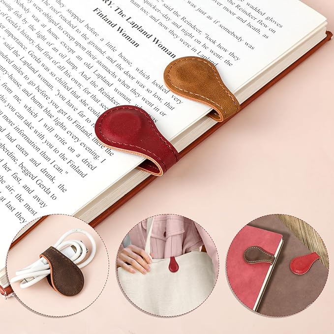 Magnetic Leather Bookmark, 3 PCS Vintage Magnetic Bookmarks for Women Men Personalized Bookmark Clips Leather Book Marks for Reading Gifts for Book Lover Readers Teachers Students