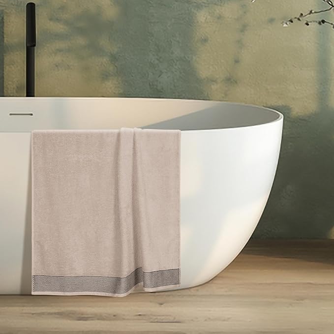 Belizzi Home Cotton 2 Pack Oversized Bath Sheet 35 x 70, Large Bath Sheet, Ultra Absorbent, Compact, Eco-Friendly and 100% Recyclable, Quick Drying and Lightweight Towel - Tan