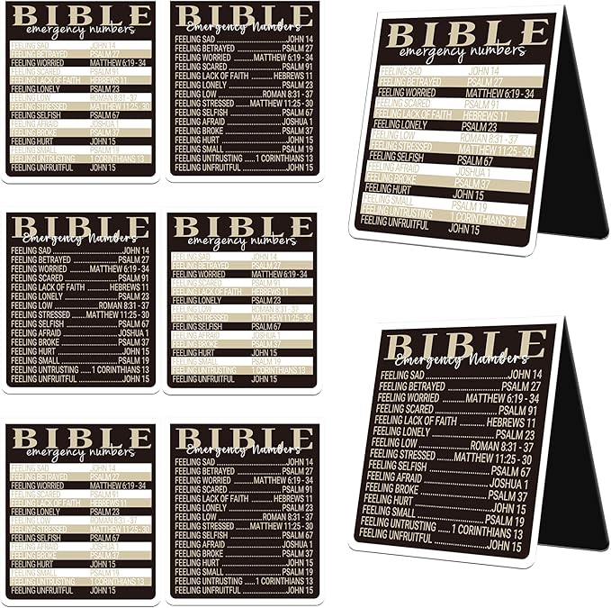 Bible Emergency Numbers Magnetic Bookmarks: 8 Pcs Christian Scriptures Magnet Book Marks, Religious Book Page Markers, Gifts Sunday School Bible Study Supplies