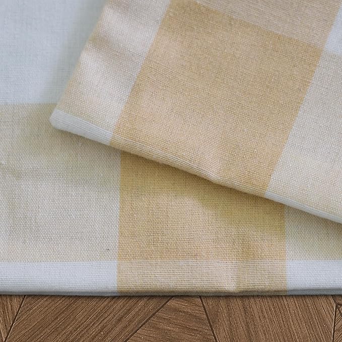 Beige & White 2 Side Cotton Buffalo Check Farmhouse Placemats Set of 4 Heat Resistant Dining Table Place Mats for Kitchen Table, 12 x 18 inches