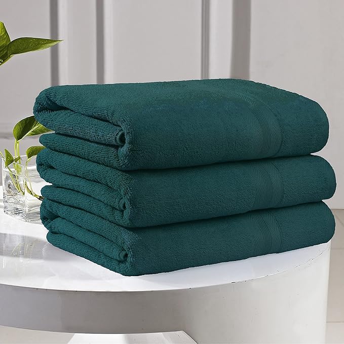 BOUTIQUO Premium Cotton 4 Pack Bath Towel Set - 100% Pure Cotton - 4 Bath Towels 27X54 - Ideal for Everyday Use - Ultra Soft & Highly Absorbent - Teal