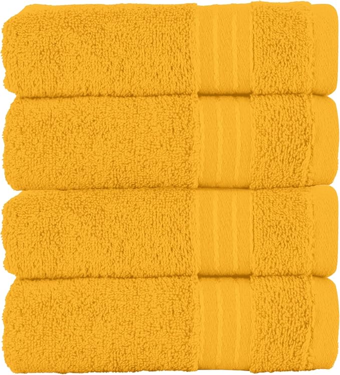 Elegant Comfort Premium Turkish Cotton 4 Pack Hand Towel Set - 16 x 28 inch, Luxurious Hotel Spa Quality 100% Turkish Cotton 4PC Hand Towel Set - Highly Absorbent - Soft Bathroom Towels, Orange