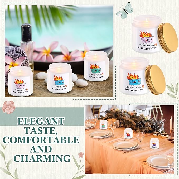 12 Pack Funny Farewell, Leaving, Goodbye, New Job Retirement Appreciation Gifts for Coworker Dumpster Fire Scented Aromatherapy Candles for Employee Friends 6 Fragrances Soy Wax Candles