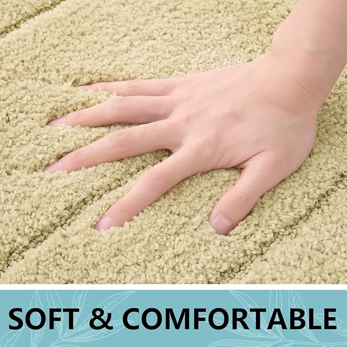 Buganda Bathroom Rugs, 36" x 24", Soft and Absorbent Microfiber Bath Rugs, Non-Slip Shaggy Shower Carpet, Machine Wash Dry Bath Mats for Bathroom Floor, Tub and Shower, Beige