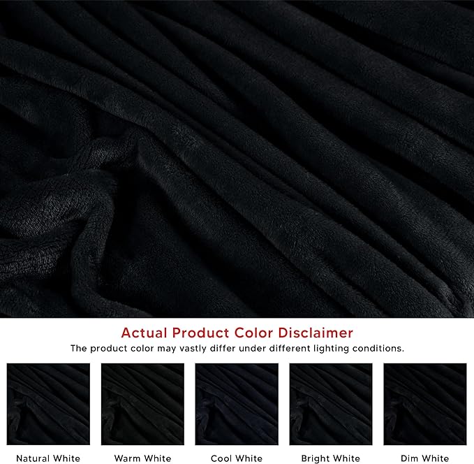 Utopia Bedding Black Fleece Blanket Full Size Lightweight Fuzzy Soft Anti-Static Microfiber Bed Blanket (90x84 Inch)
