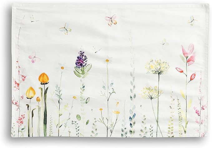 Maison d' Hermine Placemats Set of 4 100% Cotton Washable Cloth Place Mats, Reusable Table Mats for Kitchen Dining Decoration, Party, Wedding, Restaurant Spring/Summer (Botanical Fresh, 13" x 19")