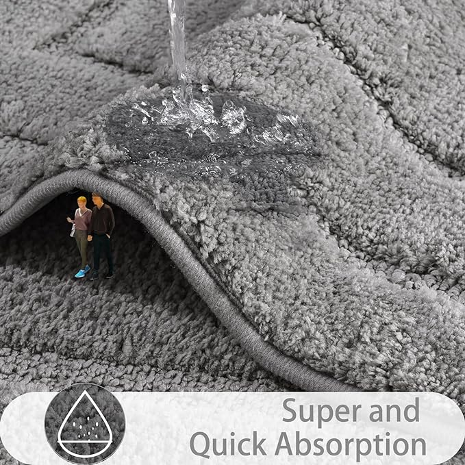 HOMORE Grey Bathroom Rug 24x36 Inch Soft Absorbent Microfiber Bathroom Runner Rug, Washable Bath Runners Rugs for Bathrooms Non Slip Bath Rugs for Shower Tub